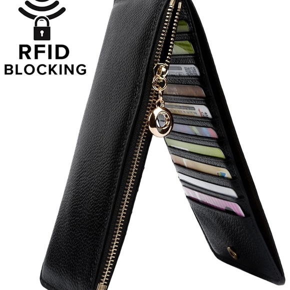 WOMENS BLACK LEATHER 20 CREDIT CARD ORGANIZER ! - Picture 5 of 8